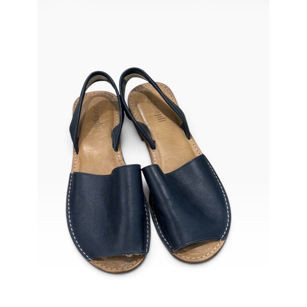 Spanish Classic Flat Menorca Avarca Sandal Blue Handcrafted J Jill Sz 8